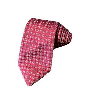 Corneliani 60 x 3.25 Red Squares Silk Made In Italy Neck Tie